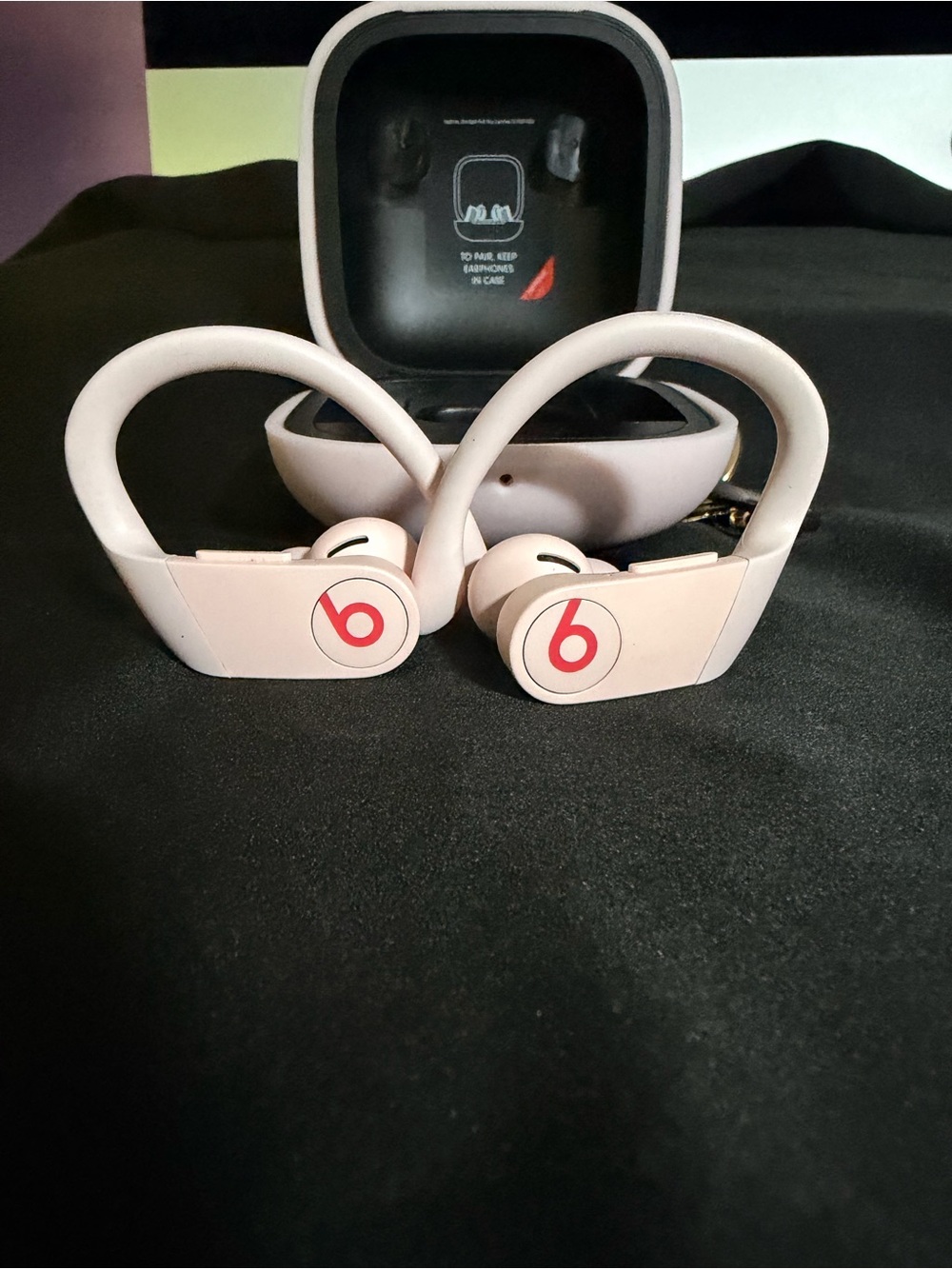 Beats by Dre Powerbeats Over-Ear Wireless Earbuds in White with Red Logo